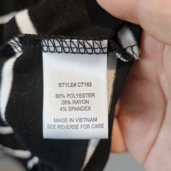 Always Indigo Women's Size M Striped Tie Front Top 3/4 Sleeve - Picture 4 of 4